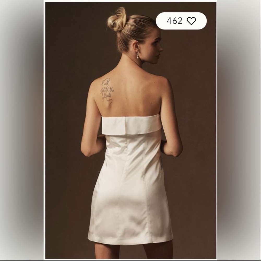 New Anthropologie BHLDN Clean Strapless Organza Foldover Detail Mini Dress - Picture 3 of 3